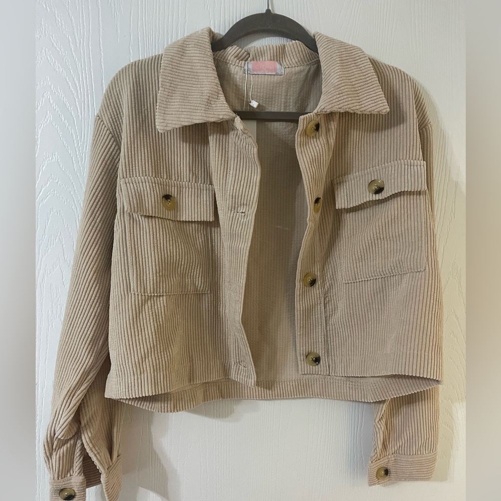 Cropped Tan Corduroy Shacket NWT